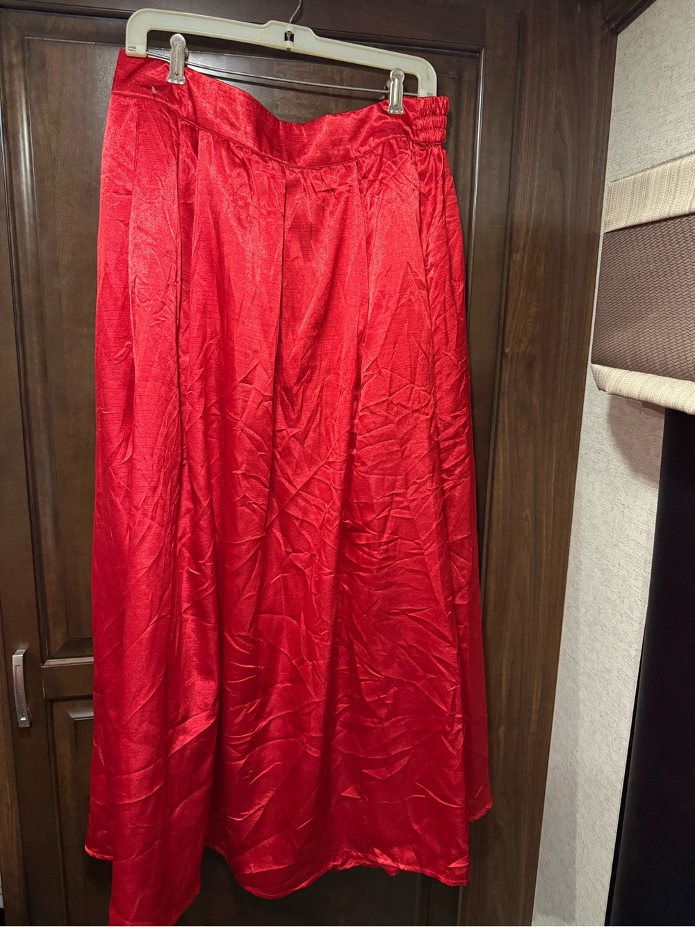 Ashley Stewart Red Satin Maxi Skirt